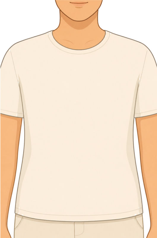 Stylized adult torso illustration with x-ray lens reveal at the upper belly